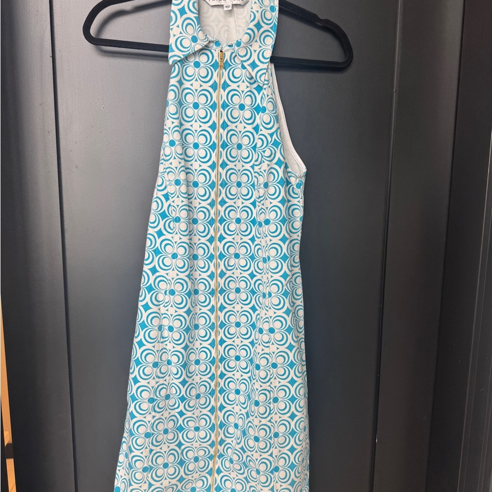 Trina Turk Blue and White Patterned Dress
